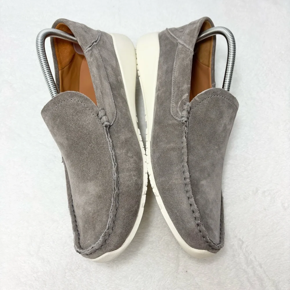 Olukai Ka'a Suede Loafers Men's Size 10.5 Gray Drop-In Heel Minimalist Old Money